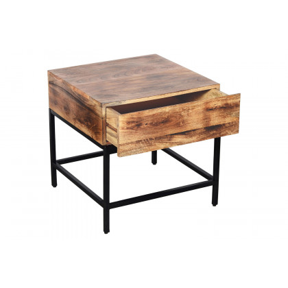 Worldwide - Ojas Accent Table in Natural Burnt/Black