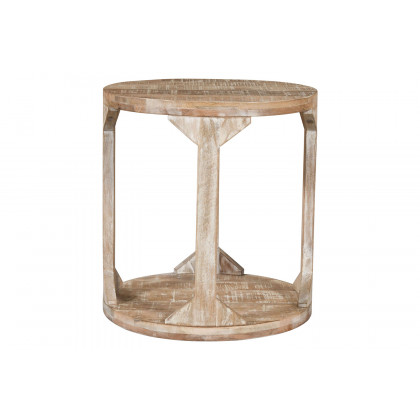 Worldwide Avni Round Accent Table - Distressed Natural