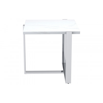 Worldwide Veno Accent Table - White/Silver