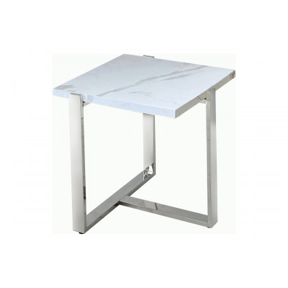Worldwide Veno Accent Table - White/Silver