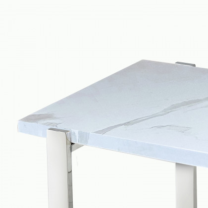 Worldwide Veno Accent Table - White/Silver