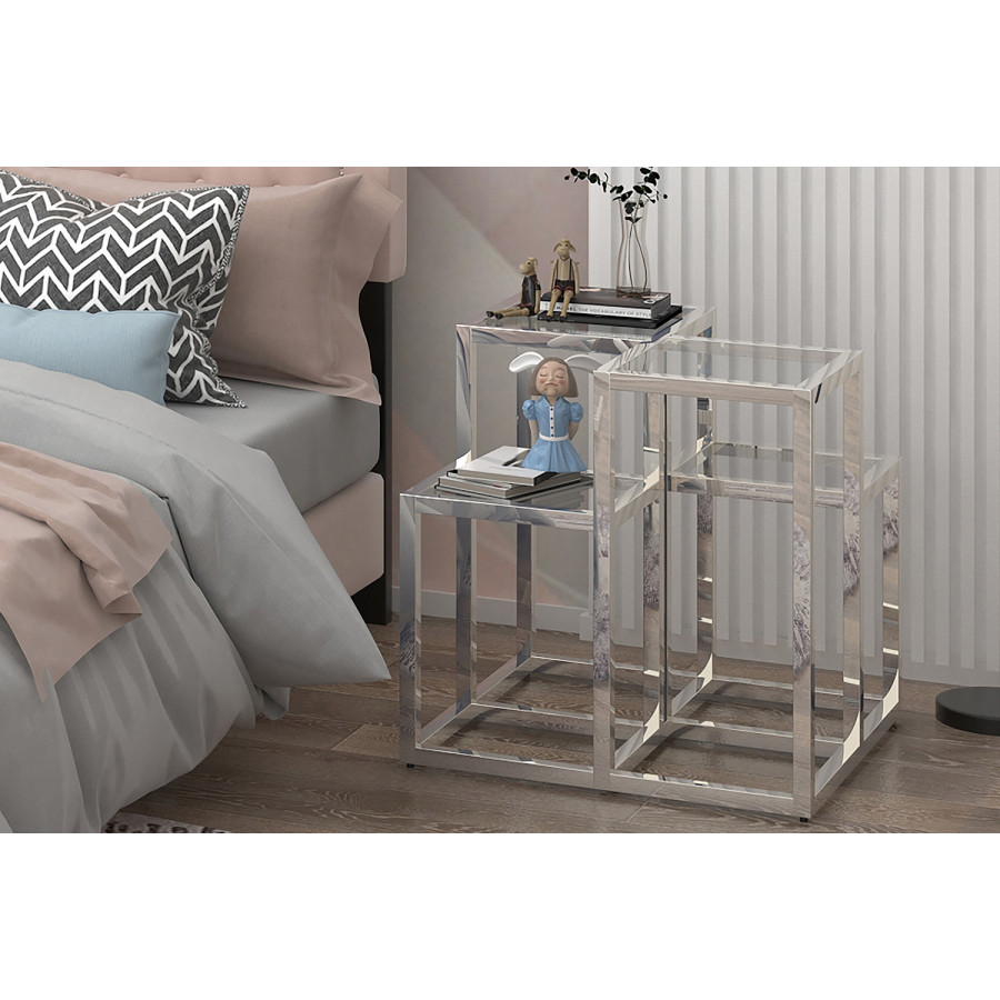 Worldwide Casini Multi-Tiered Accent Table - Silver