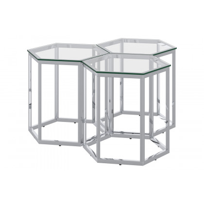 Worldwide Fleur Accent Table Set of 3 - Silver