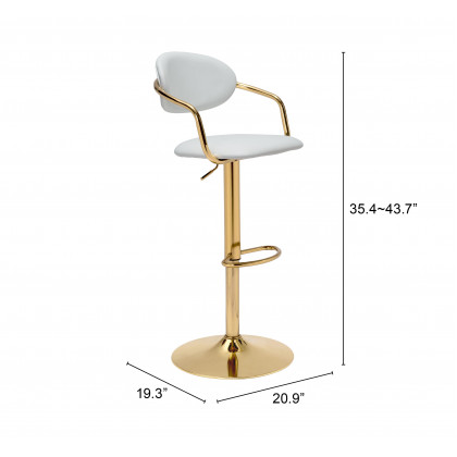 ZUO Gusto Barstool - White/Gold