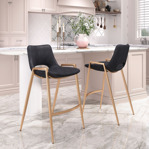 ZUO Desi Counter Stool (Set of 2) - Black/Gold