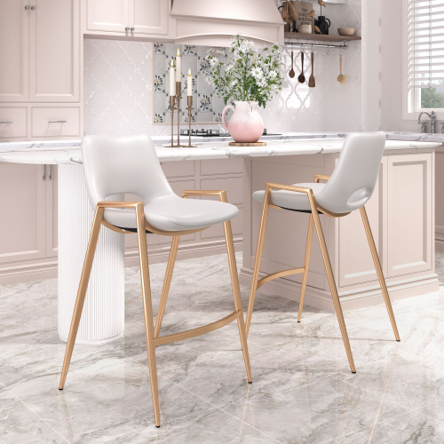 ZUO Desi Counter Stool (Set of 2) - White/Gold