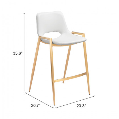 ZUO Desi Counter Stool (Set of 2) - White/Gold