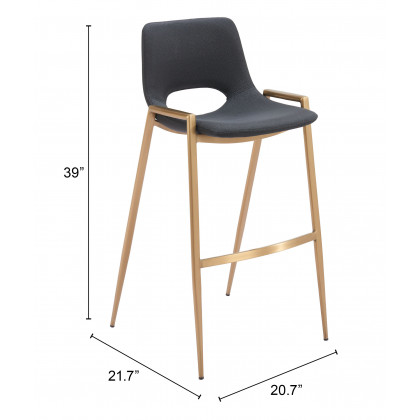 ZUO Desi Barstool (Set of 2) - Black/Gold