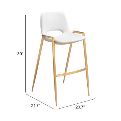 ZUO Desi Barstool (Set of 2) - White/Gold