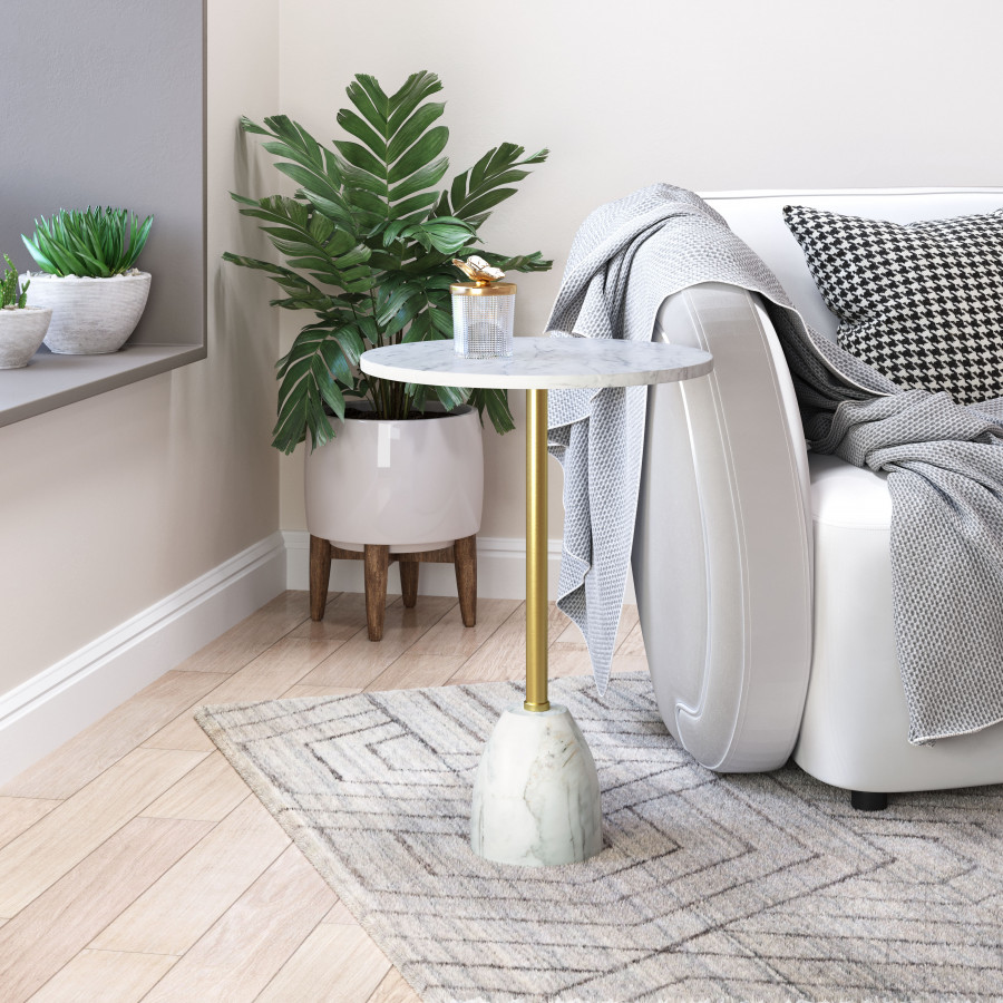 ZUO - Cynthia Side Table in White/Gold
