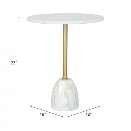 ZUO - Cynthia Side Table in White/Gold