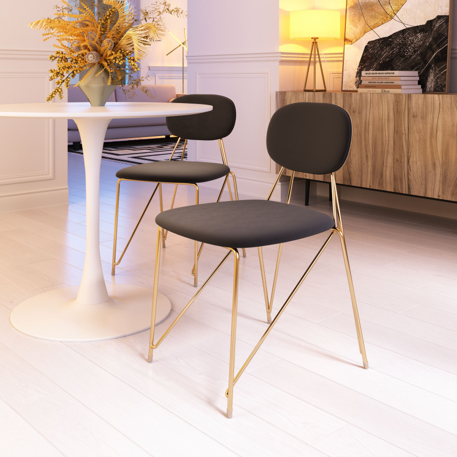 ZUO - Georges Dining Chair (Set of 2) in Gray/Gold