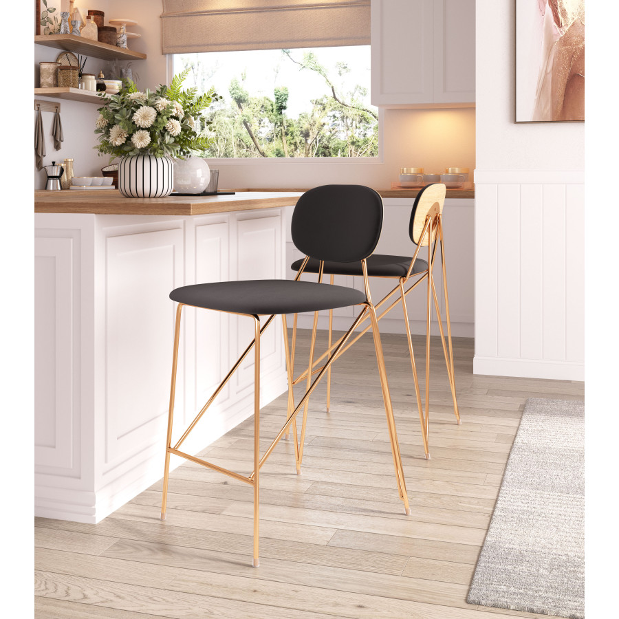 ZUO - Georges Counter Stool (Set of 2) in Gray/Gold