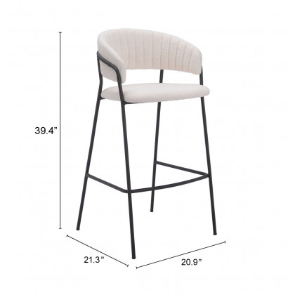 ZUO Josephine Barstool (Set of 2) - Cream