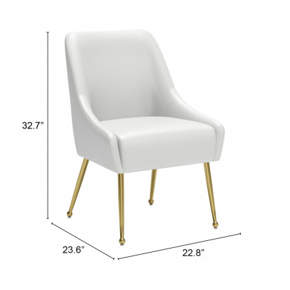 ZUO Maxine Dining Chair - White/Gold