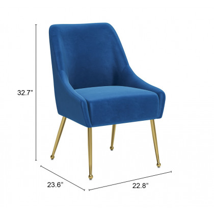ZUO Maxine Dining Chair - Navy Blue/Gold