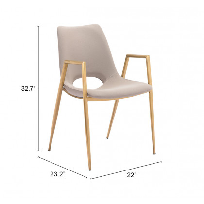 ZUO Desi Dining Chair (Set of 2) - Beige/Gold