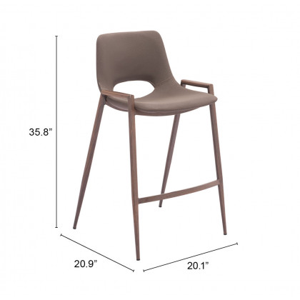 ZUO Desi Counter Stool (Set of 2) - Brown/Walnut