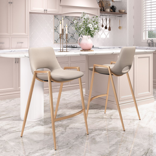 ZUO Desi Counter Stool (Set of 2) - Beige/Gold
