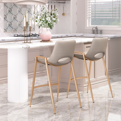 ZUO Desi Counter Stool (Set of 2) - Beige/Gold