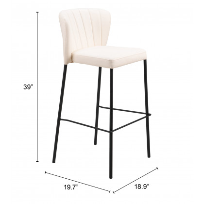 ZUO Linz Barstool (Set of 2) - Cream