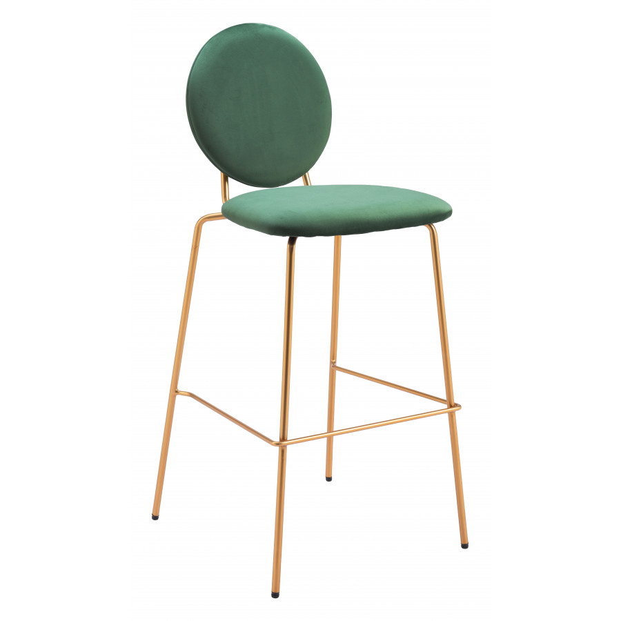 ZUO - Odessa Barstool (Set of 2) in Green/Gold