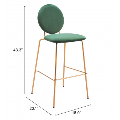 ZUO - Odessa Barstool (Set of 2) in Green/Gold