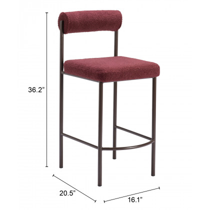 ZUO Livorno Counter Stool (Set of 2) - Red/Bronze