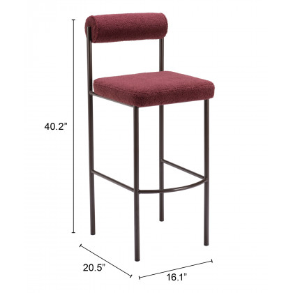 ZUO Livorno Barstool (Set of 2) - Red/Bronze
