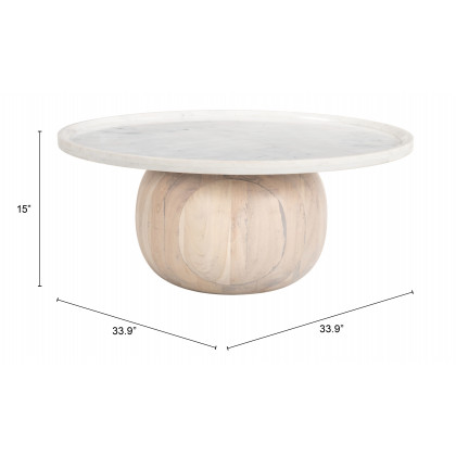 ZUO - Savona Coffee Table in White/Natural