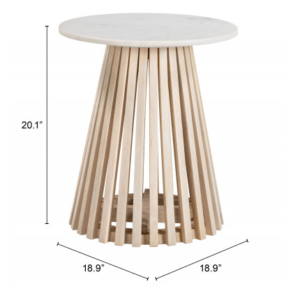 ZUO - Mazara Side Table in White/Natural