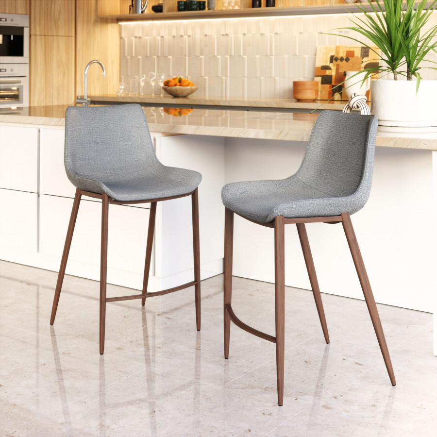 ZUO Magnus Counter Stool (Set of 2) - Slate Gray/Walnut