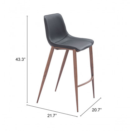 ZUO Magnus Barstool (Set of 2) - Black/Walnut