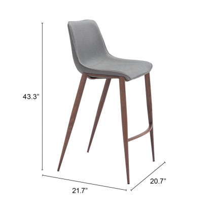 ZUO Magnus Barstool (Set of 2) - Slate Gray/Walnut