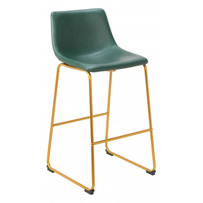 ZUO - Augusta Barstool (Set of 2) in Green/Gold