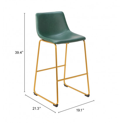 ZUO - Augusta Barstool (Set of 2) in Green/Gold