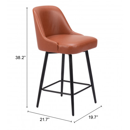 ZUO Keppel Swivel Counter Stool - Brown