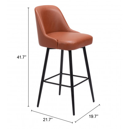 ZUO Keppel Swivel Barstool - Brown