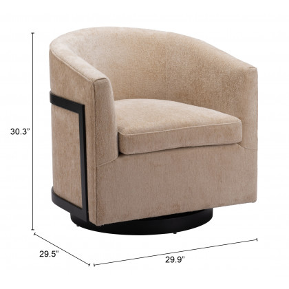ZUO - Hanko Swivel Chair in Golden Beige