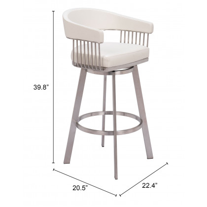 ZUO - Bantry Swivel Barstool in White