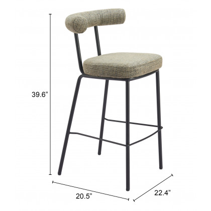 ZUO - Kede Barstool in Green Tweed