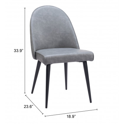 ZUO Silloth Armless Dining Chair (Set of 2) - Gray