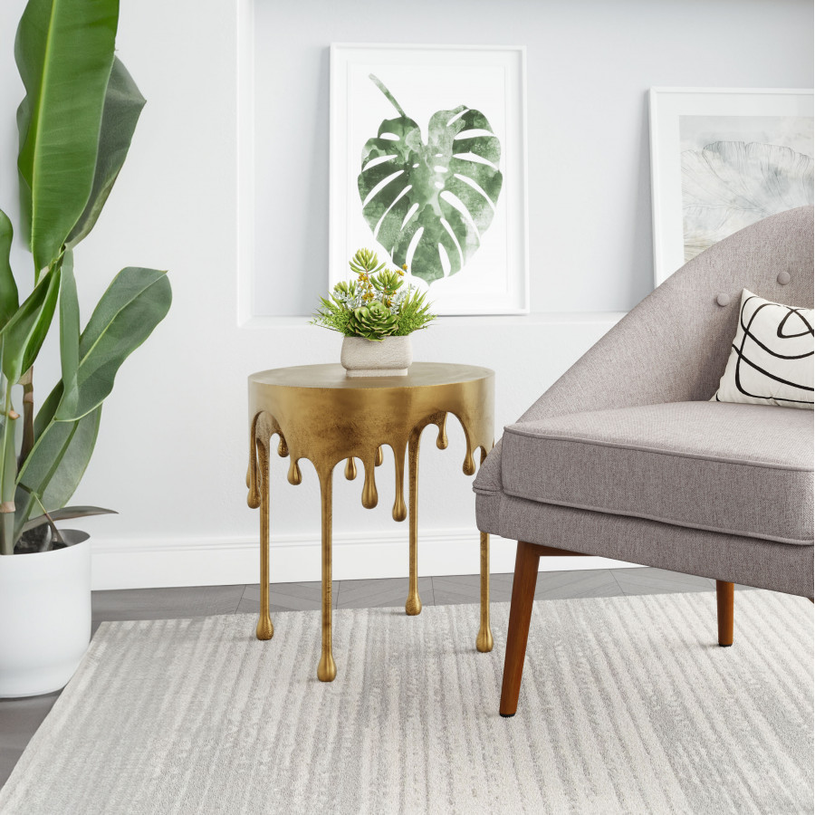 ZUO - Drip Side Table in Antique Brass