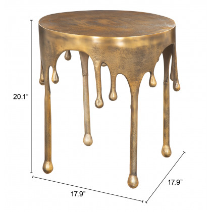 ZUO - Drip Side Table in Antique Brass