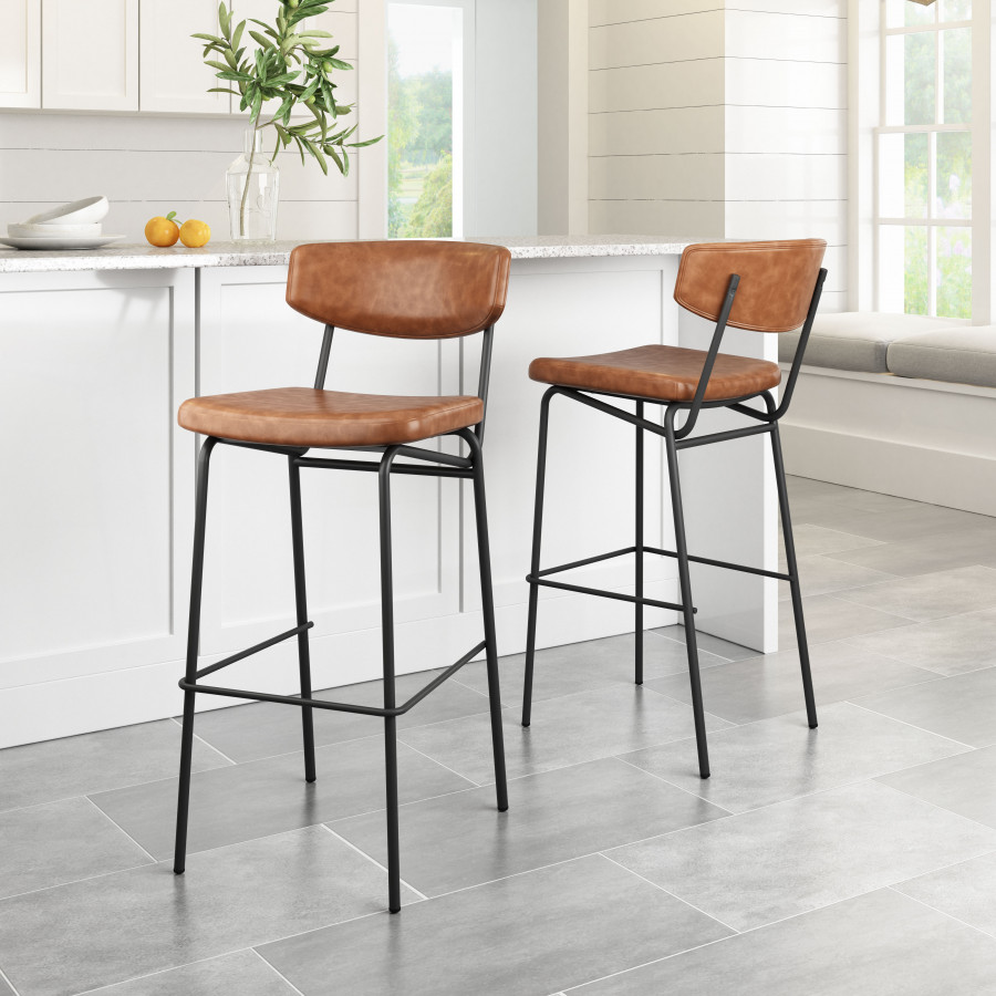 ZUO Charon Barstool (Set of 2) - Vintage Brown