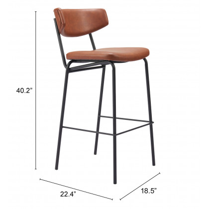 ZUO Charon Barstool (Set of 2) - Vintage Brown