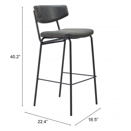 ZUO Charon Barstool (Set of 2) - Vintage Black