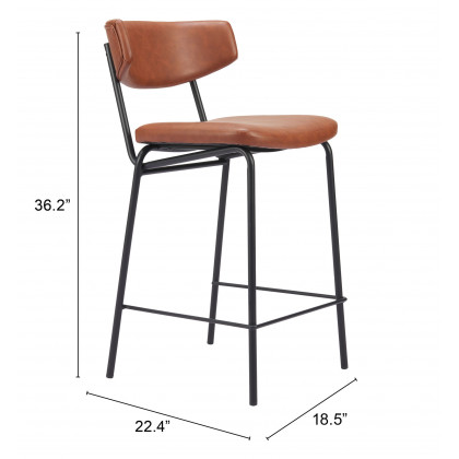 ZUO Charon Counter Stool (Set of 2) - Vintage Brown