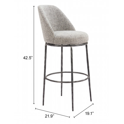 ZUO Nordhavn Swivel Barstool - Gray