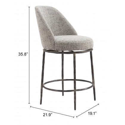 ZUO Nordhavn Swivel Counter Stool - Gray